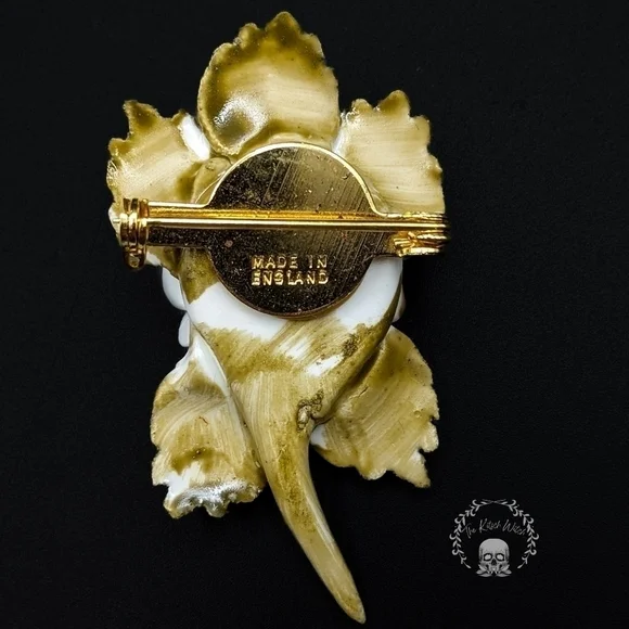 Vintage Royal Adderley England Floral Fine Bone China Brooch and Earrings Set - Picture 7 of 10